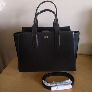 Classic Black Leather Top-Handle Satchel - Unbranded